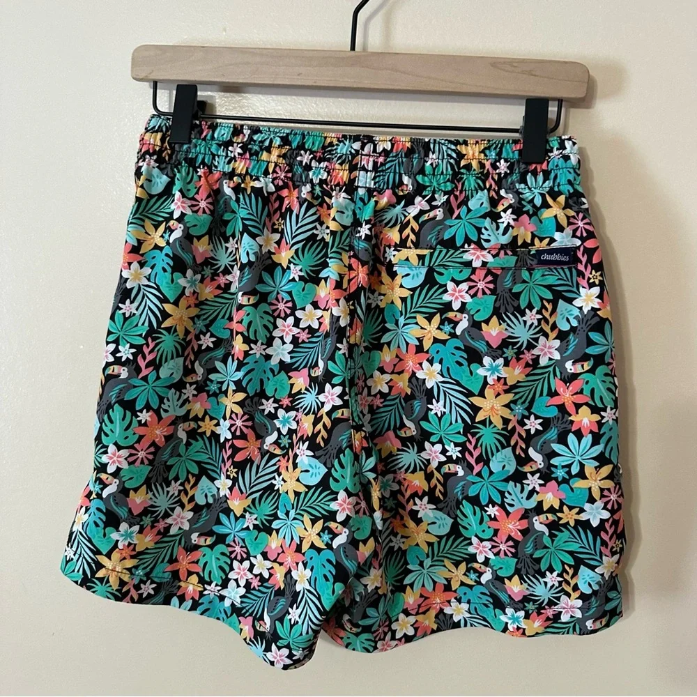 Chubbies The Bloomerangs Tropical Toucan Floral Classic Swim Trunks Men's Small